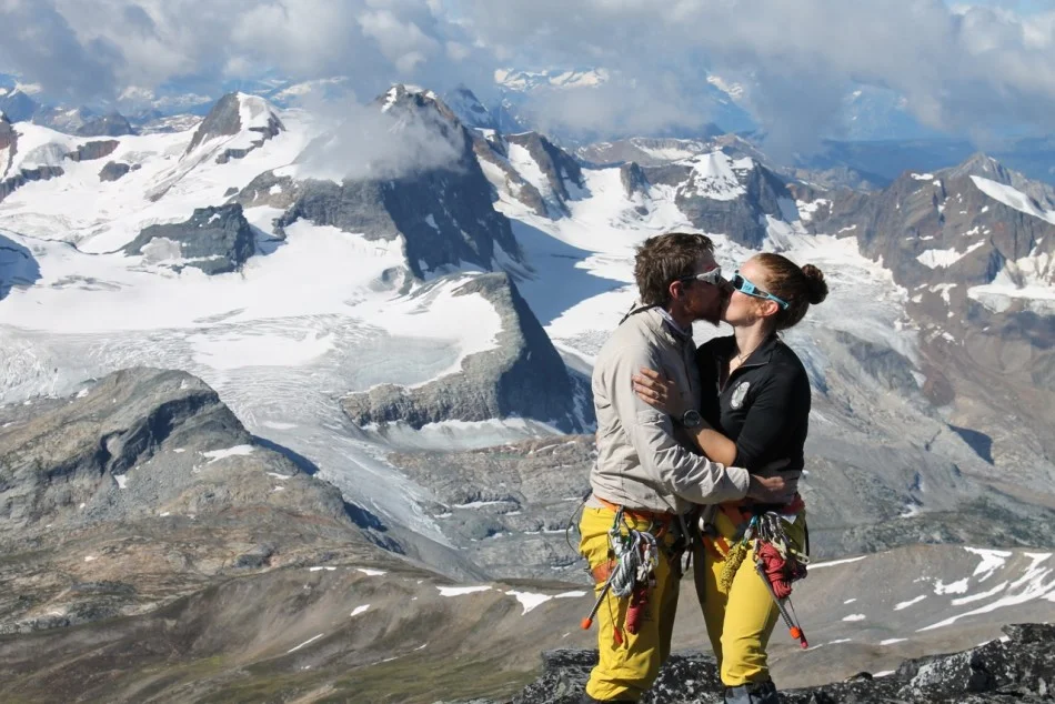 I requested another engagement photo on the Friday of camp. We had a beautiful sunny day with our proposal mountain, Goldstream South, in the background.