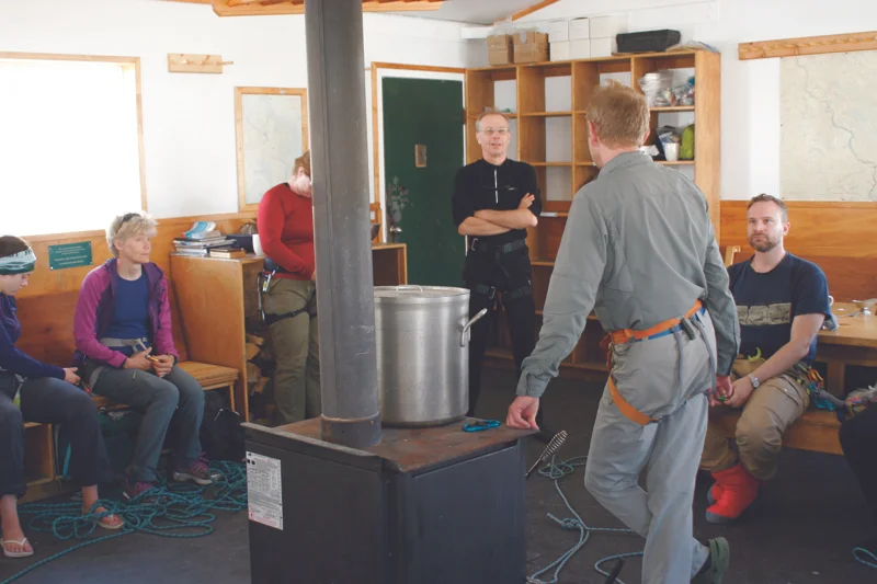 Knot practice inside Bow Hut. Photo by Kristy Davison.