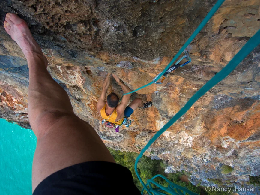 We climbed several FUN multi-pitch routes above the sea and its lovely breeze.