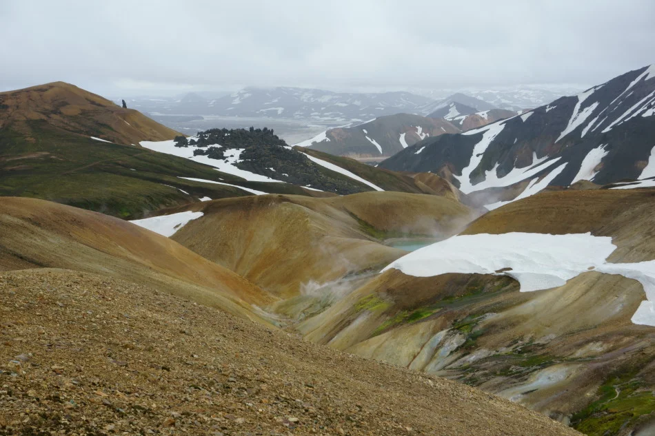 Lots of geothermal hot springs in the mountains near Landmannalaugar. Photo by Kara Folkerts.