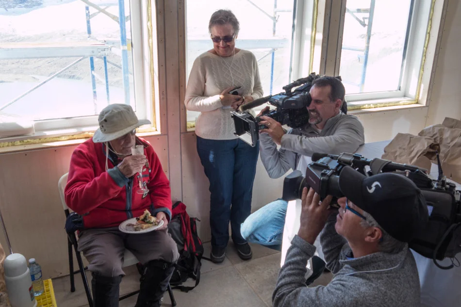 Richard Guy with champagne toast. Photo by Will Schmidt.