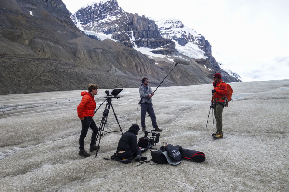 Matt Peter filming another "Tech Tip" from the Columbia Icefield in the Rocky Mountains (Jasper National Park, Alberta, Canada).