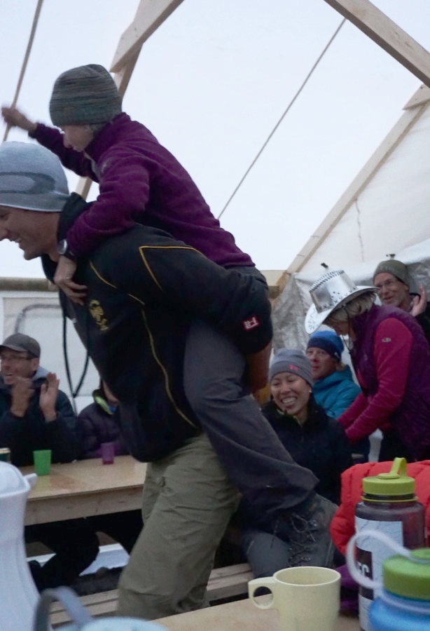 Dinner tent shenanigans. Photo by Elizabeth Eckhardt.