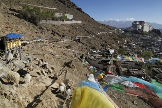 Near the Tashilunpo Monastery in Shigatse, Tibet, enroute to Lhasa.