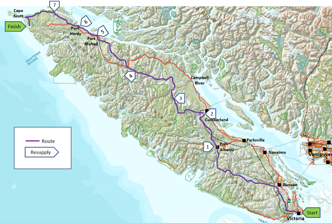 Proposed route crossing Vancouver Island.