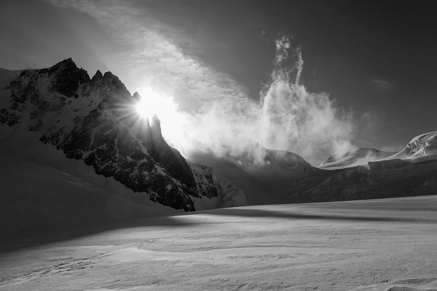 Morning light on the Monte Rosa Group. Photo by Nancy Hansen.