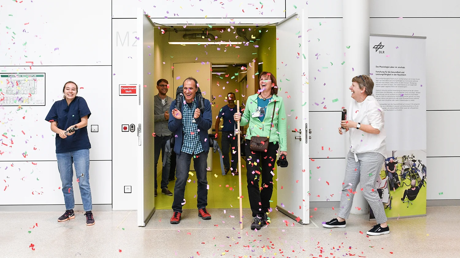 It was a momentous occasion to leave our windowless laboratory without a low-content-oxygen mask, after 36 days! We immensely enjoyed working with a great team at the German Aerospace Center, and we hope they get good results from our study. Photo by Felix Oprean, DLR.