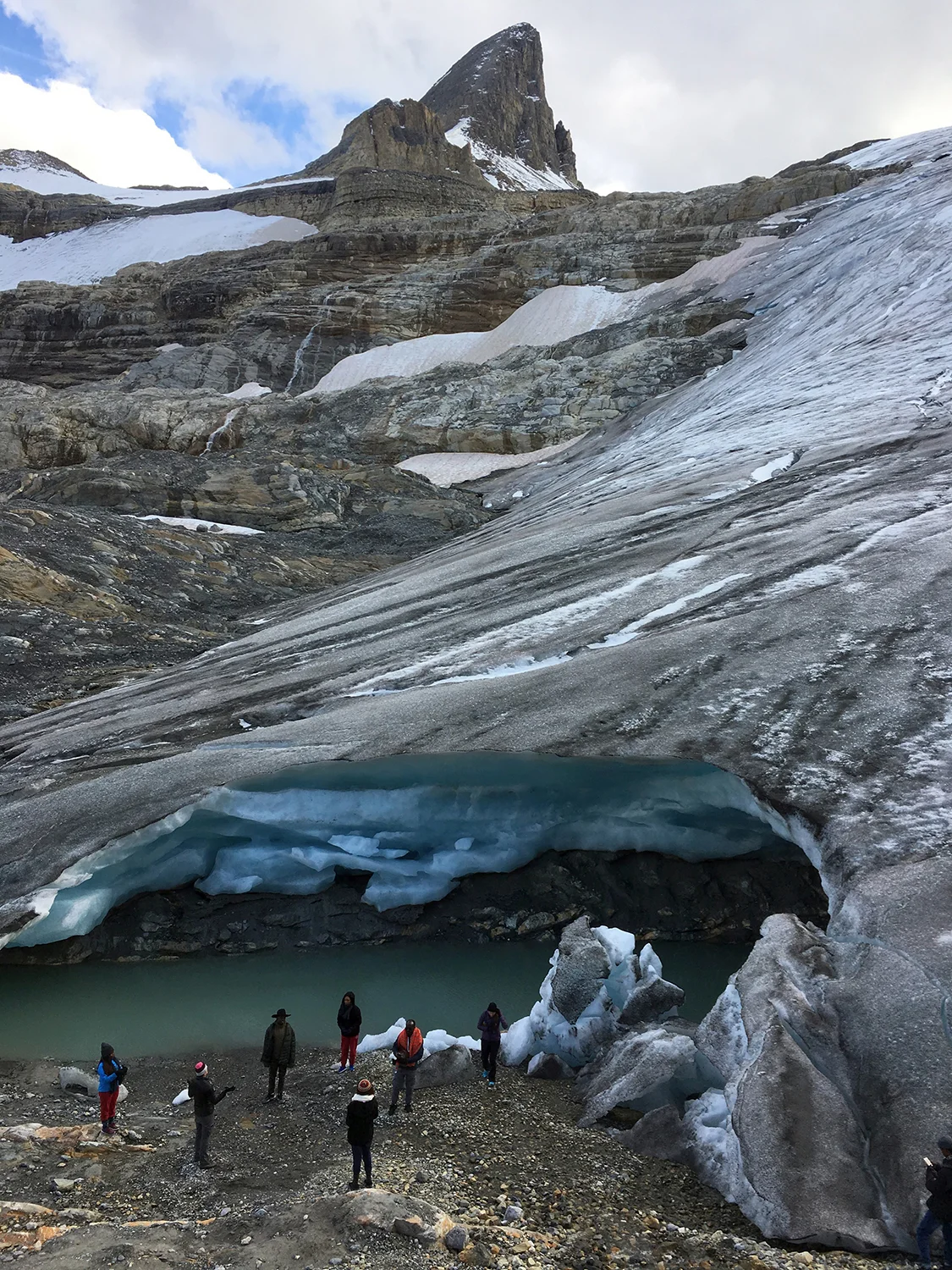 Views of the toe of the Bow Glacier, with St. Nicholas looming overhead.