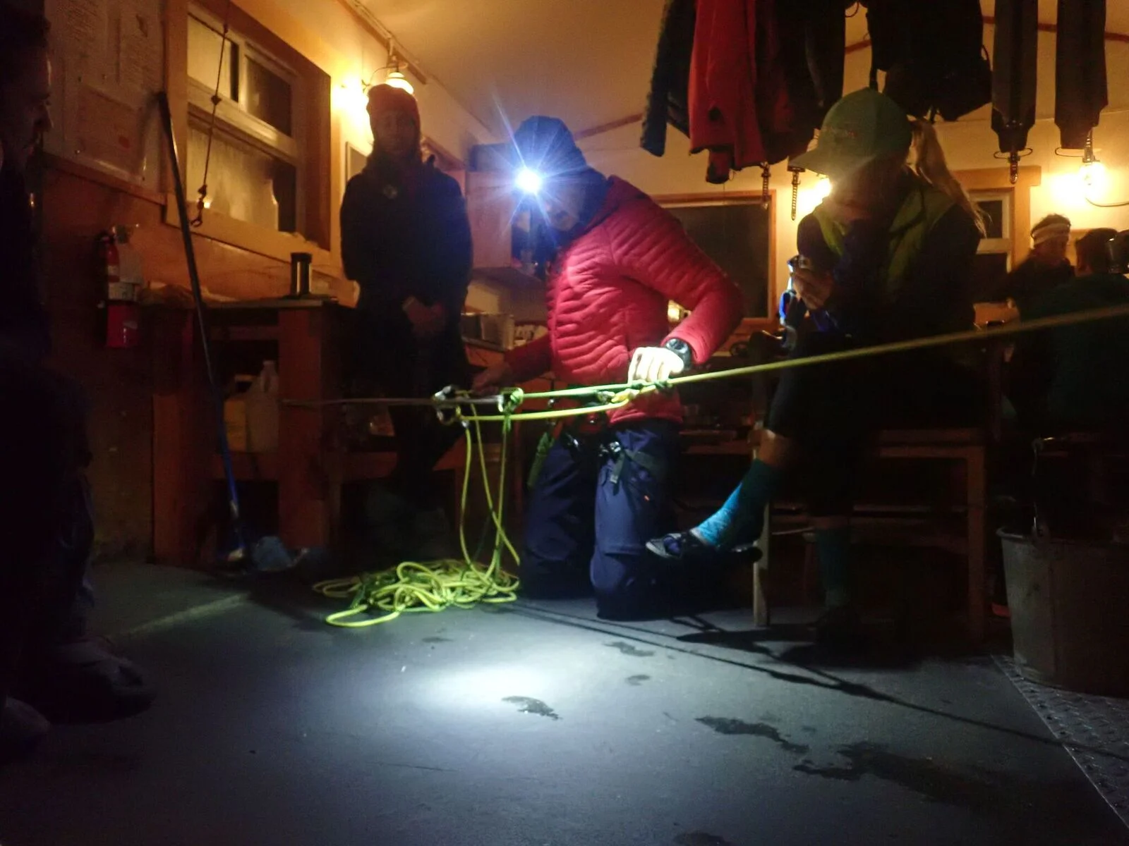 Crevasse rescue review with ACMG Guide Aaron Chance. Photo: Lori Anne