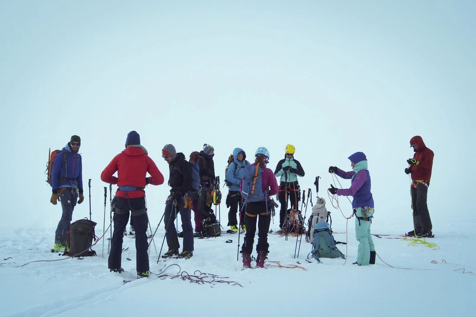 ACMG assistant guide Andrew McNab leading through roping up. Photo: Matt Reid