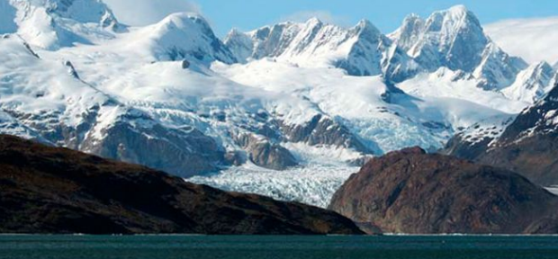 Cordillera Darwin from the Beagle Channel with many potential ski mountaineering options.