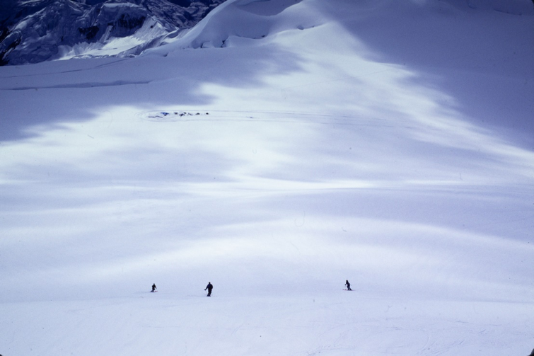  Skiing back to our base camp above the Anderson Glacier. Photo by Bill McKenzie. 