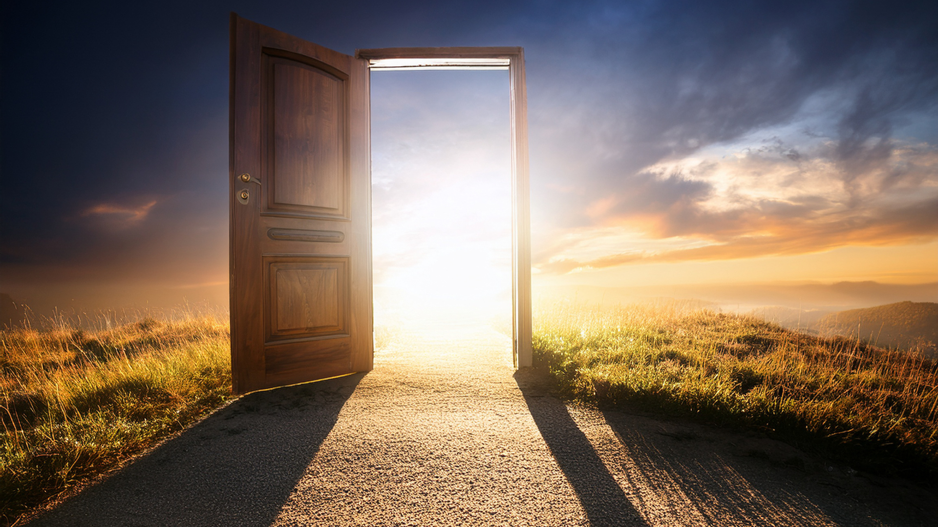 A glowing open door symbolizing spiritual healing and past life regression.