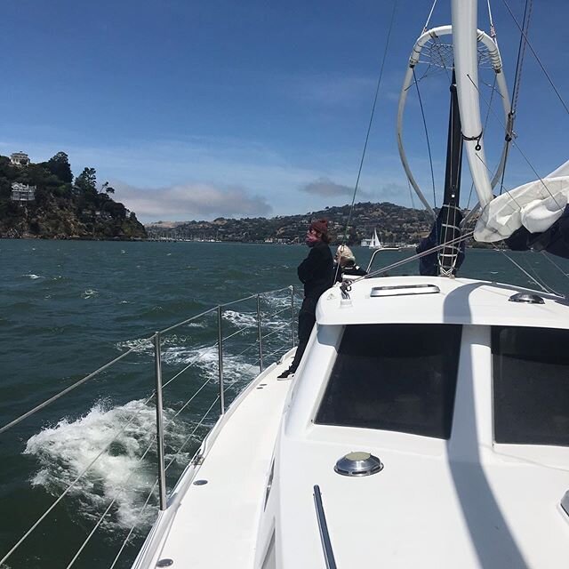 Sporty day on the SF Bay today with @wyliecharters ! Masks on, limited passengers and lots of hand sanitizer. Plenty of space for social distancing on the 65&rsquo; S/V 😊 Contact me for more info on how to book your next day on the bay! #sailinglife