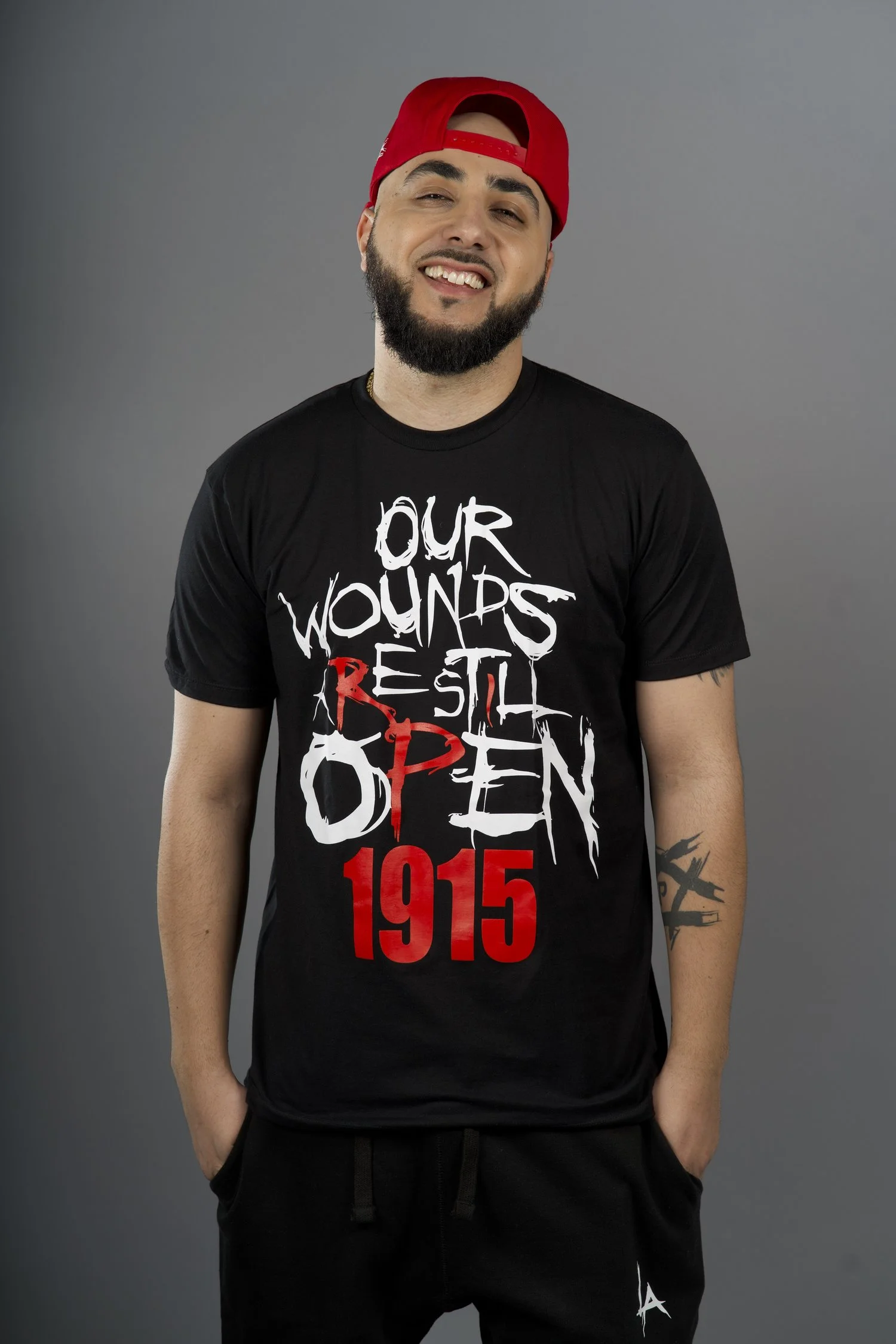OPEN WOUNDS 1915 OUR WOUNDS ARE STILL OPEN 1915 JOIN THE MOVEMENT AROUND THE WORLD ARMENIAN GENOCIDE CLOTHES CLASSIC TEE