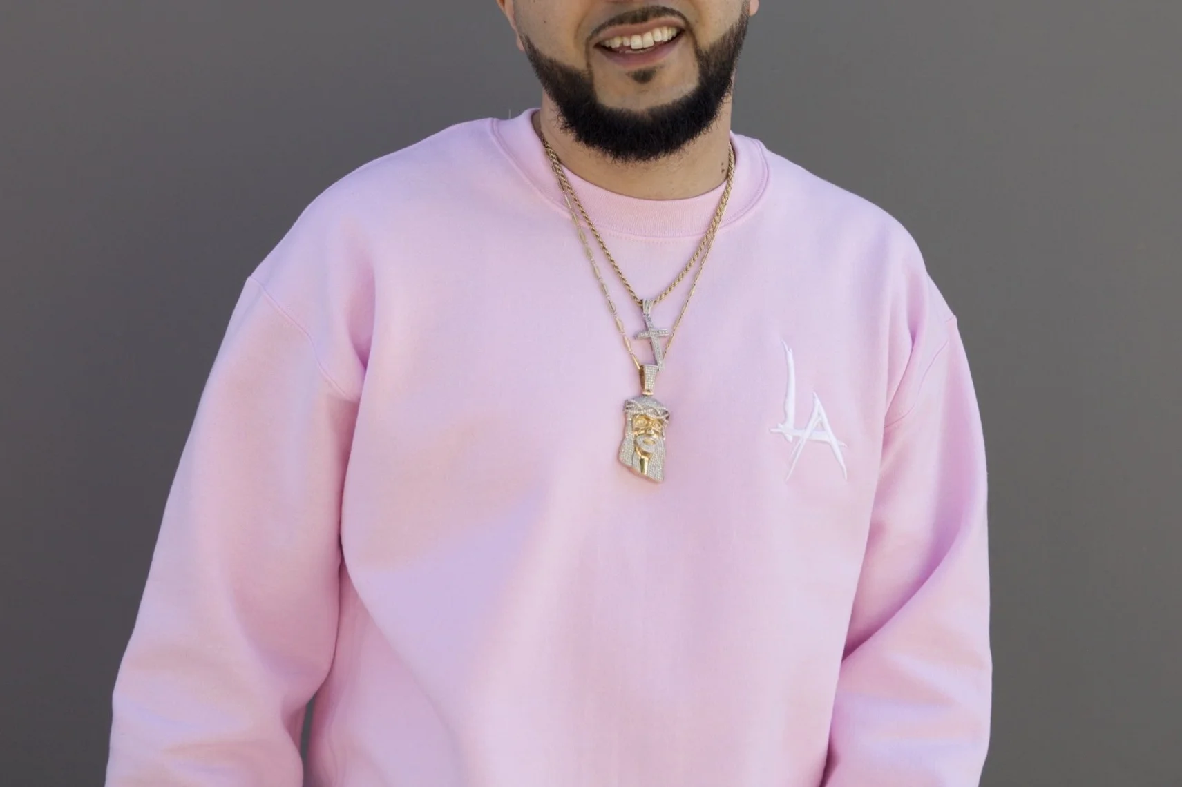 Signature Pentagon LA Crewneck - Baby Pink