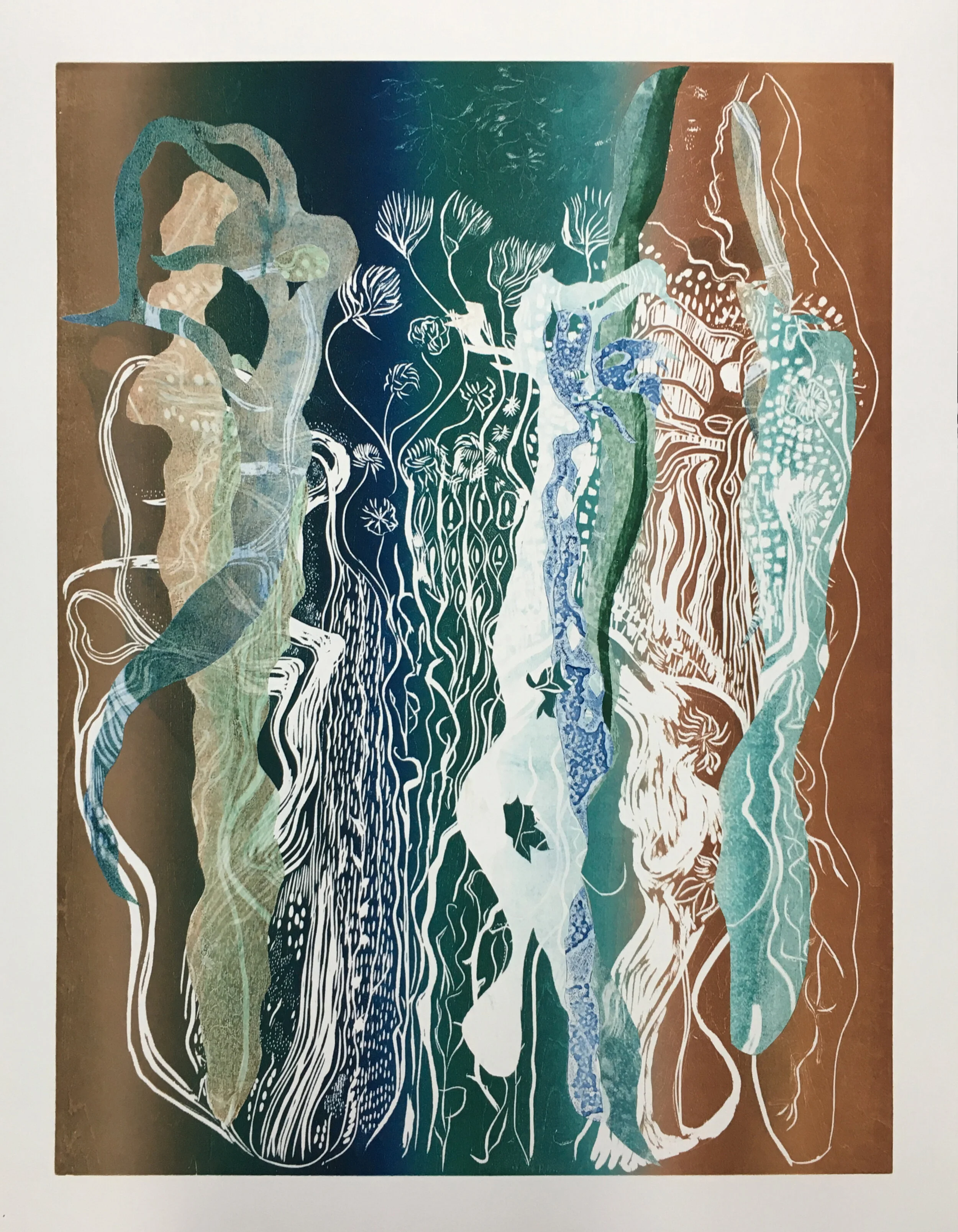  THE ONE DELIGHTING Woodcut/Edition Variable I/VII Image: 17 5/16 x 23 3/4 Paper: 20 5/16 x 30 inches Printed by Kathy Caraccio Printing Studio © 2020 Carol Morrison 