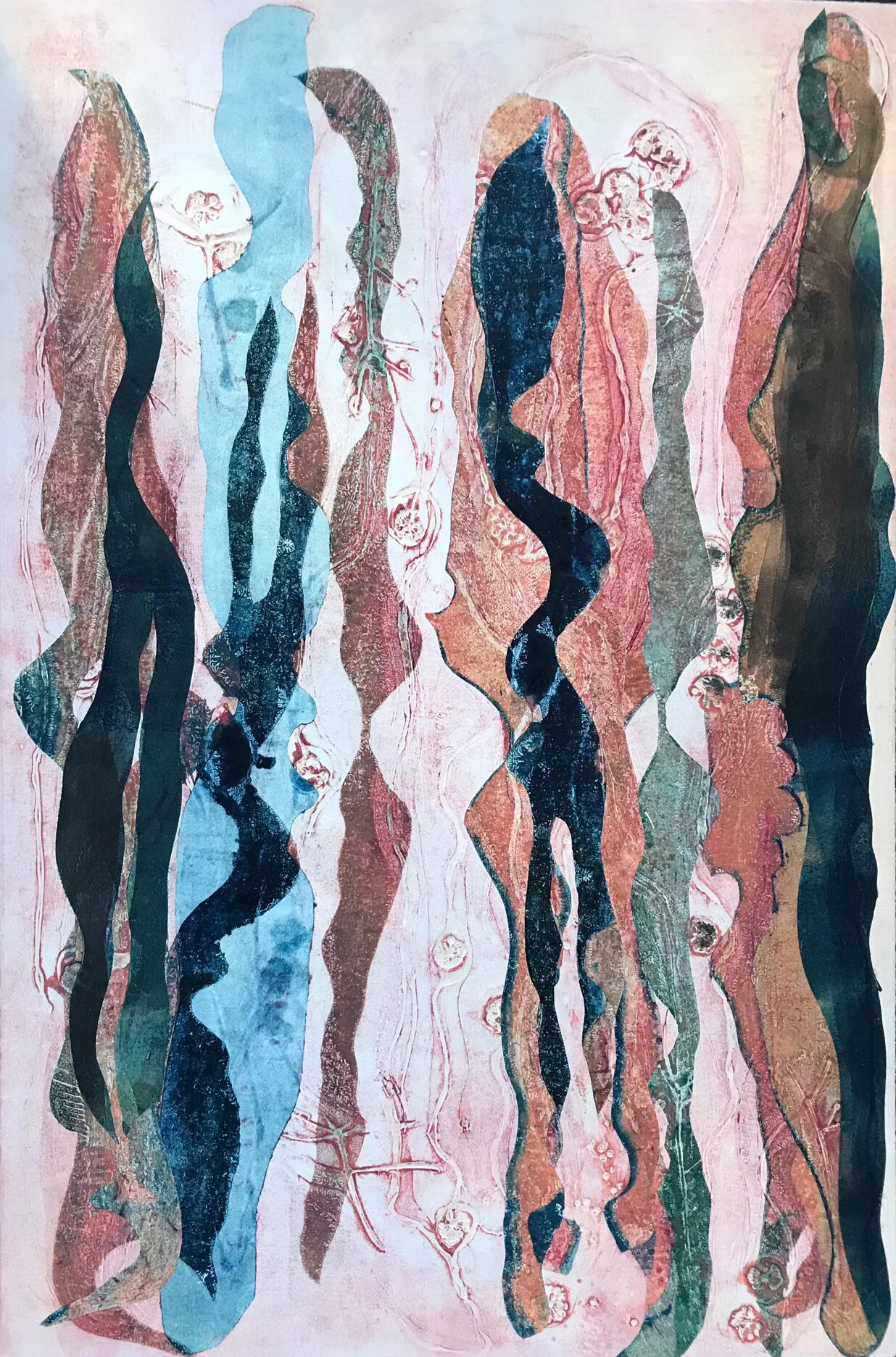  ALL TURNED UP Collograph/Edition Variable VII/IX Image: 20 x 30 inches Paper: 20 x 30 inches Series of&nbsp;9 Printed by Kathy Caraccio Printing Studio © 2020 Carol Morrison 