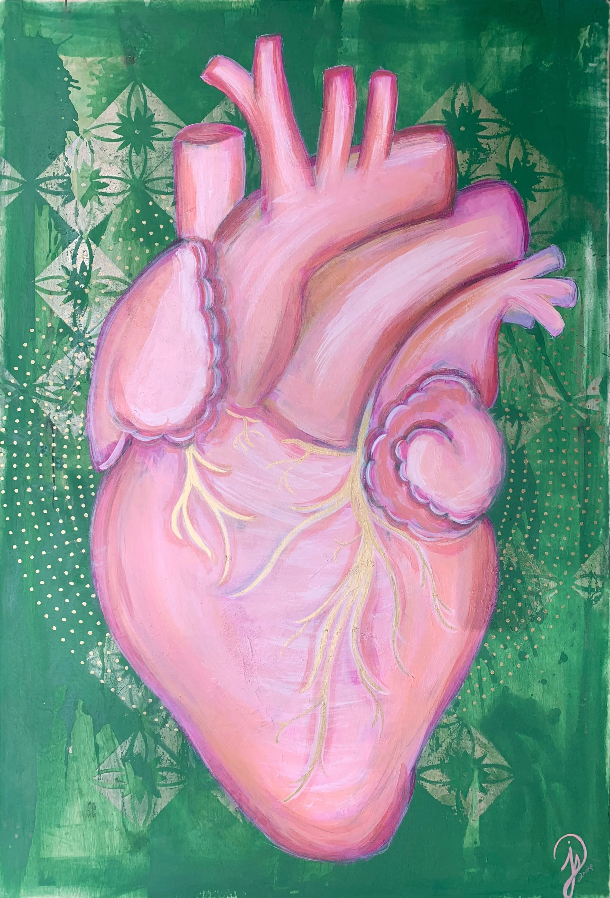 Trust, Anatomical Heart painting by Jill Sans