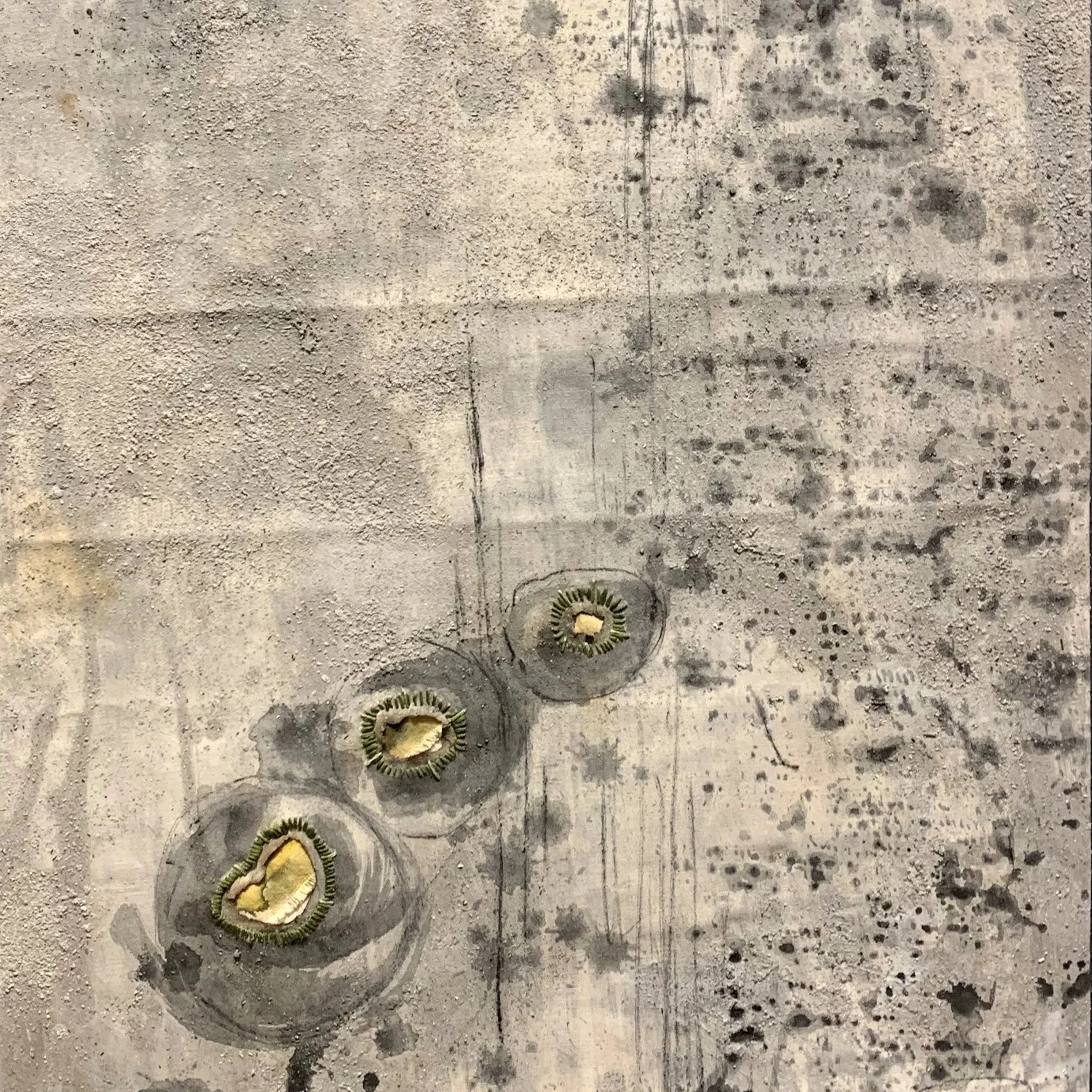 Painting made from ash and grass ink