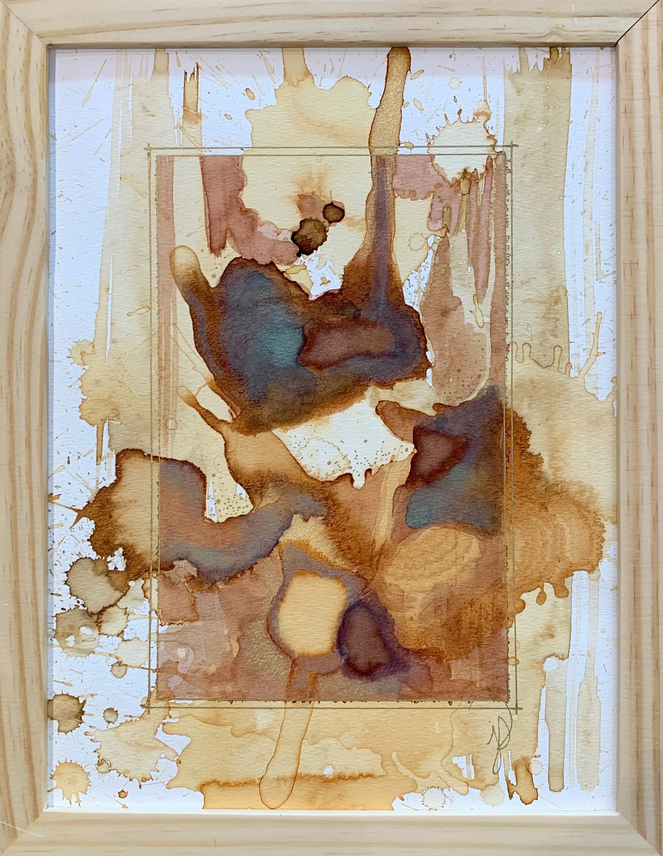 Framed botanical ink on paper