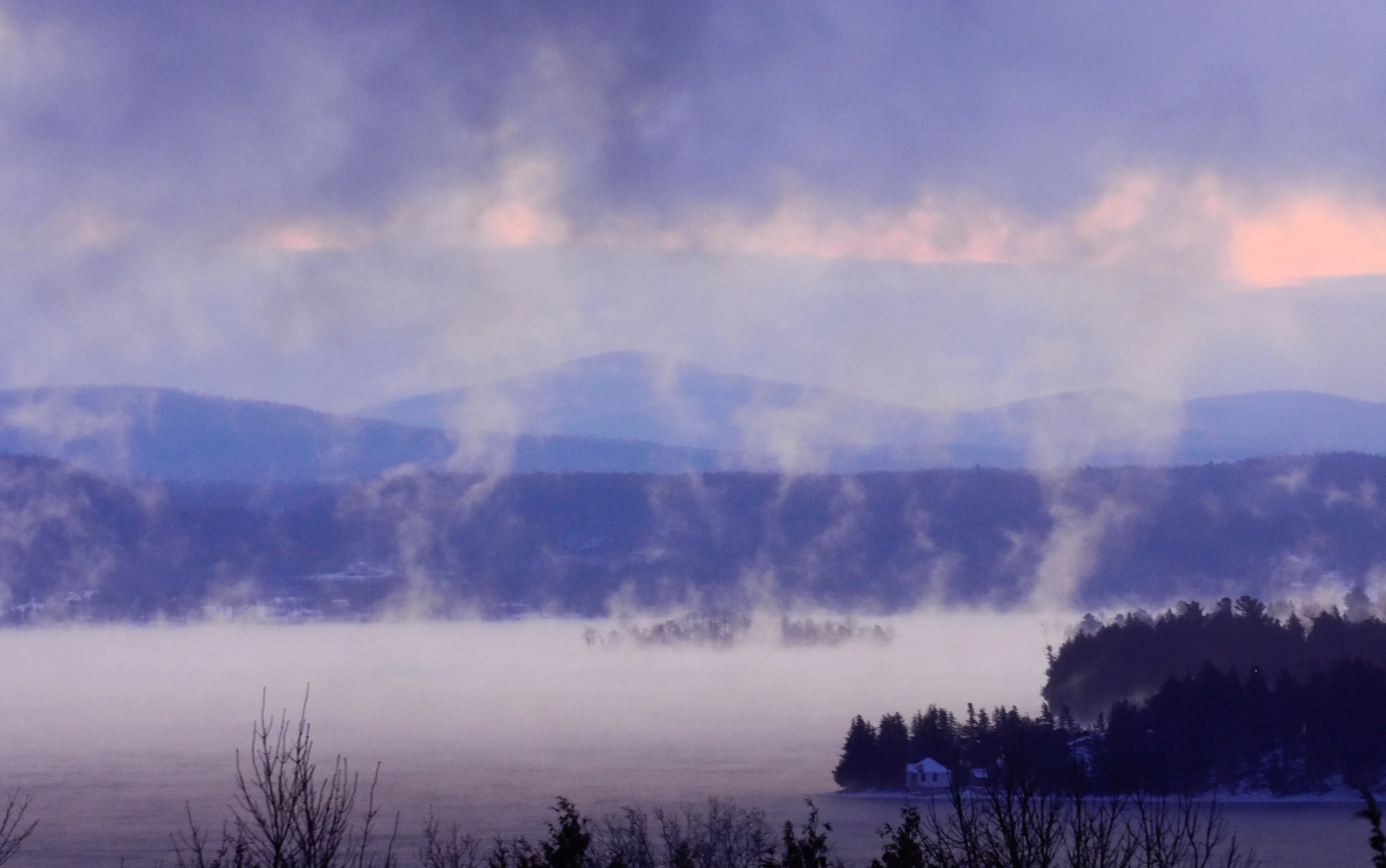Steam over Lake Champlain