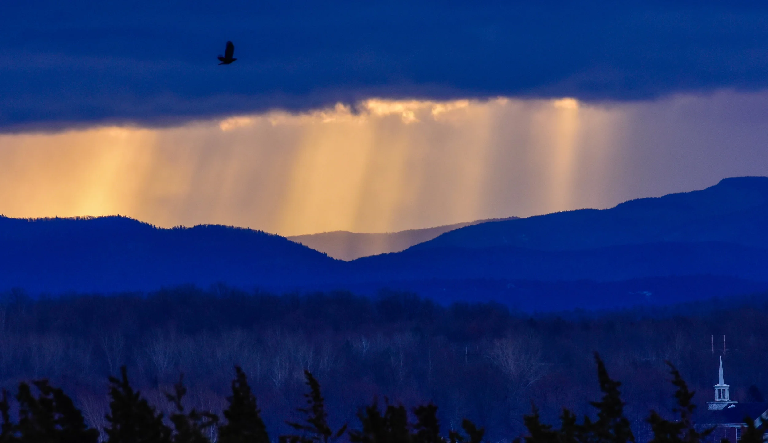 Rays of Sunlight with Church Steeple