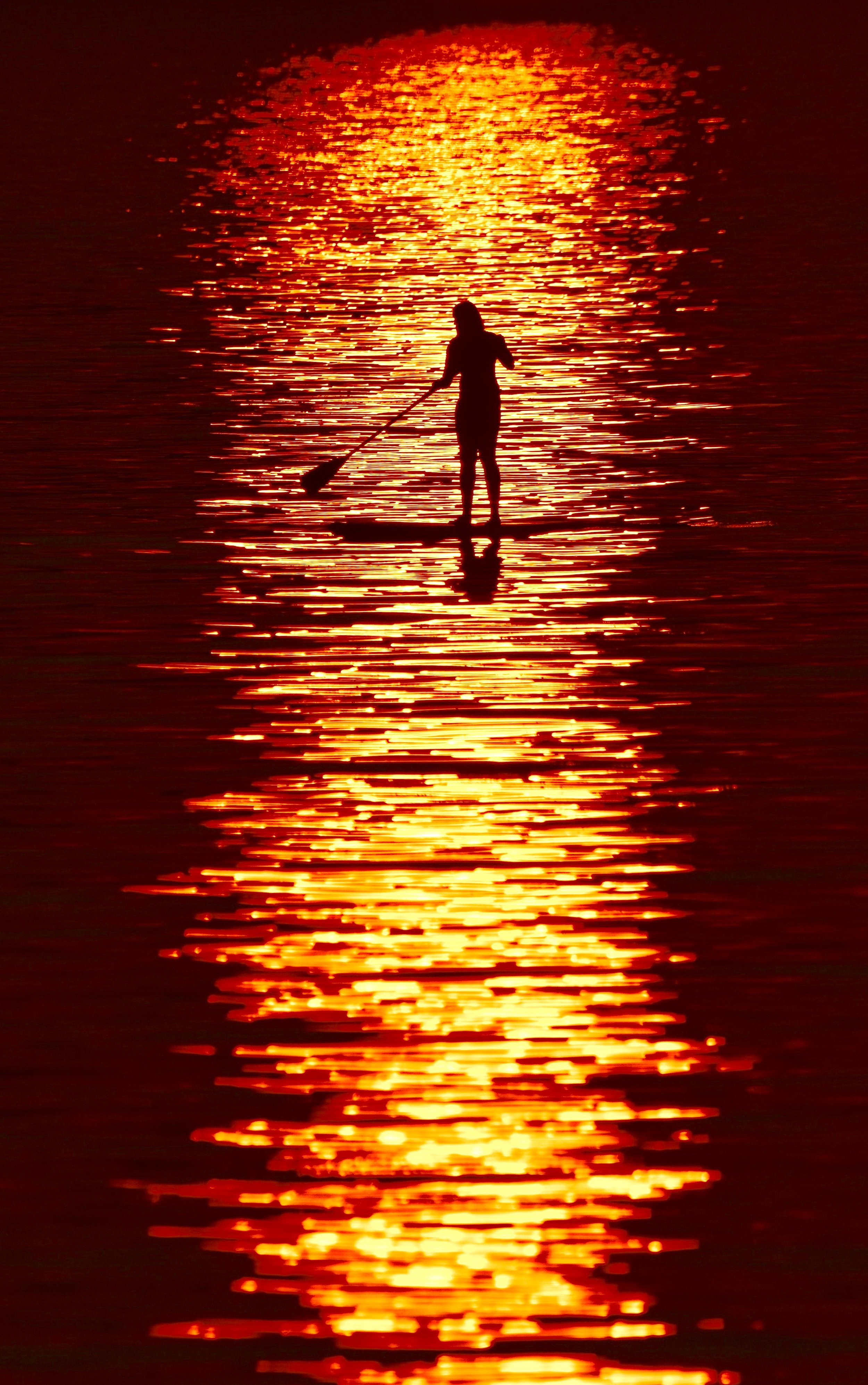 Paddleboarder on Lake Champlain at Sunset_1