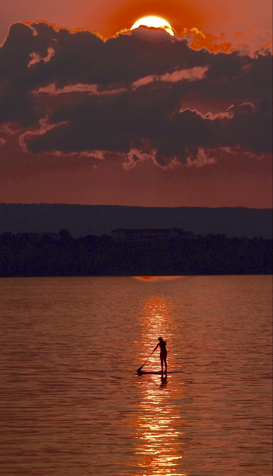 Paddleboarder on Lake Champlain at Sunset_3