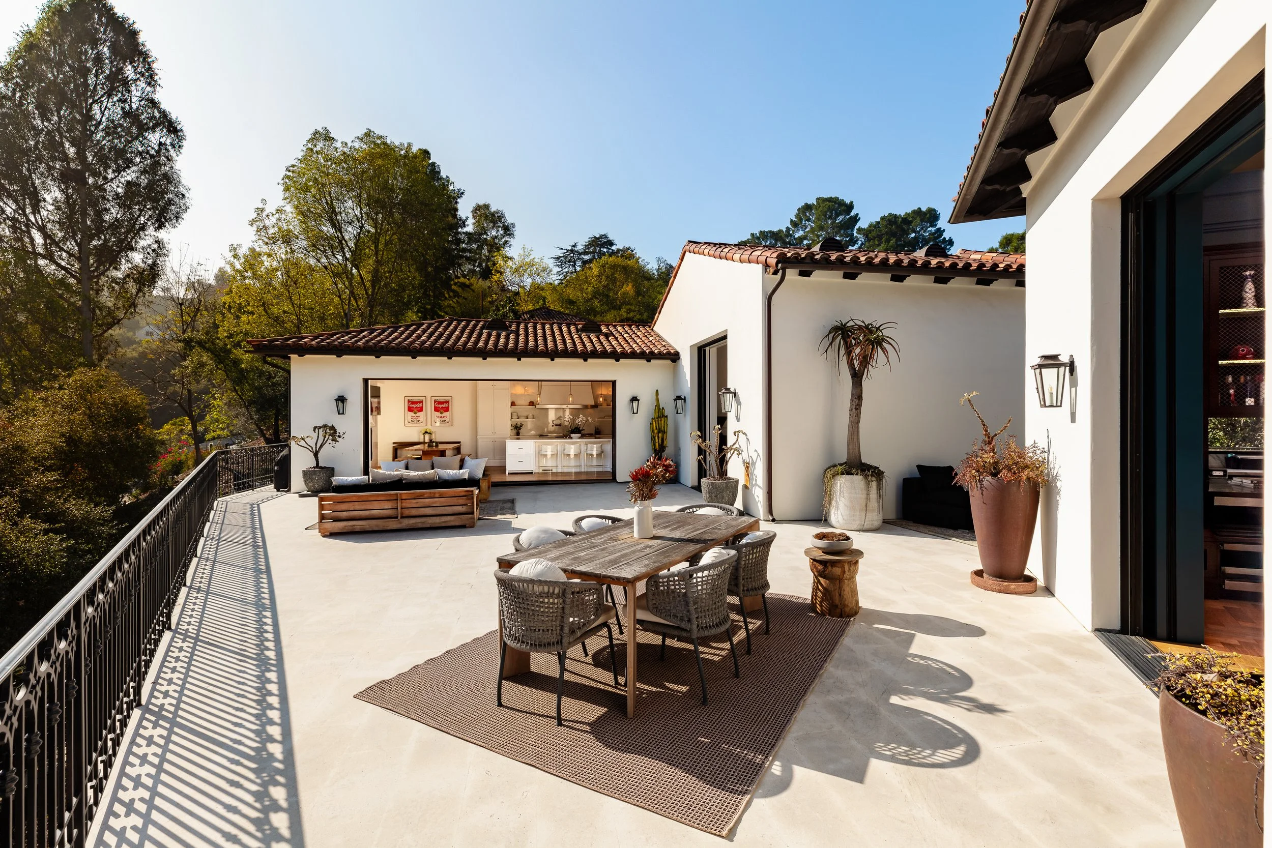 Hollywood Hills real estate photography of a terrace with Los Angeles city views
