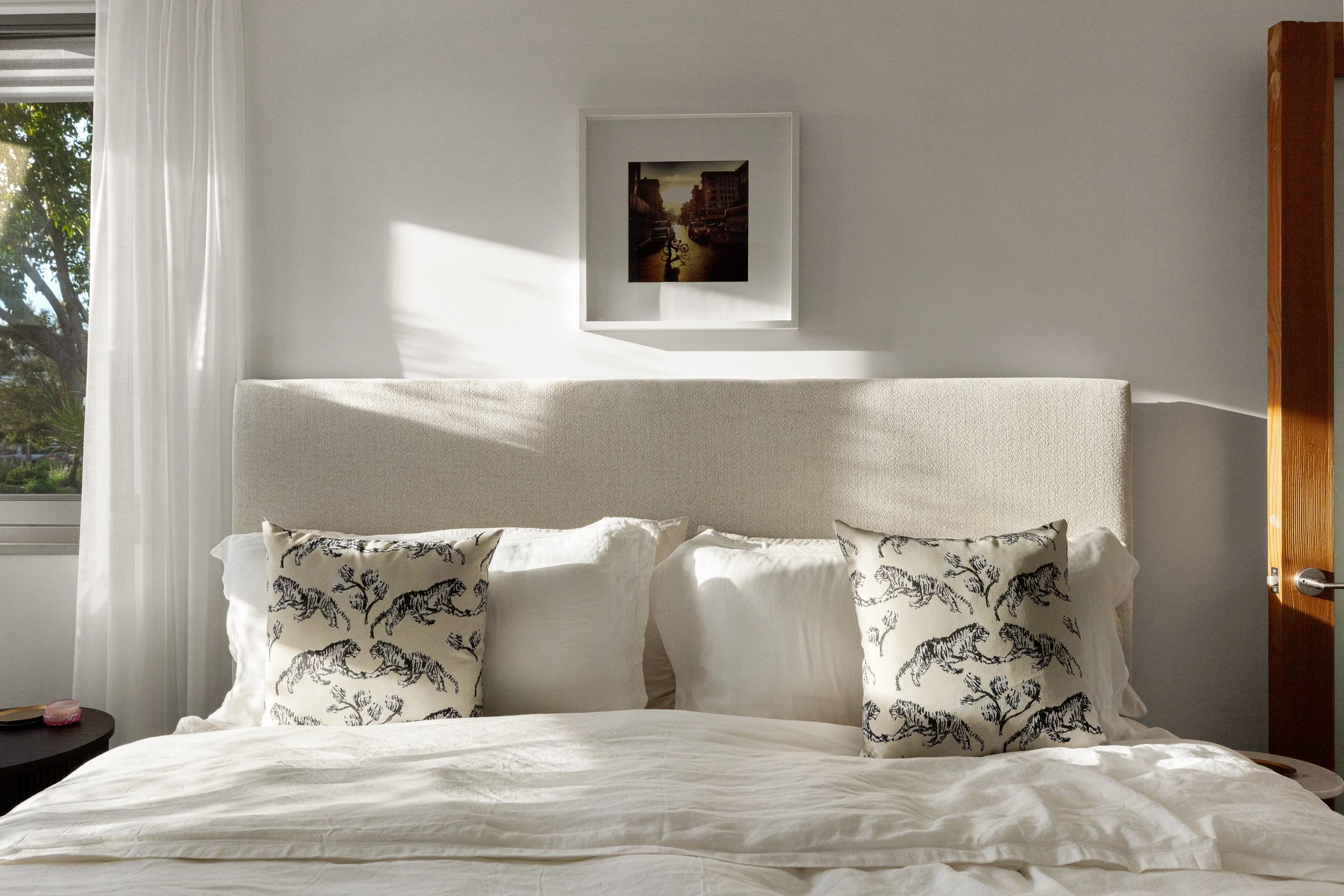 Interior real estate editorial detail photo of a bedroom in luxury home in West Hollywood