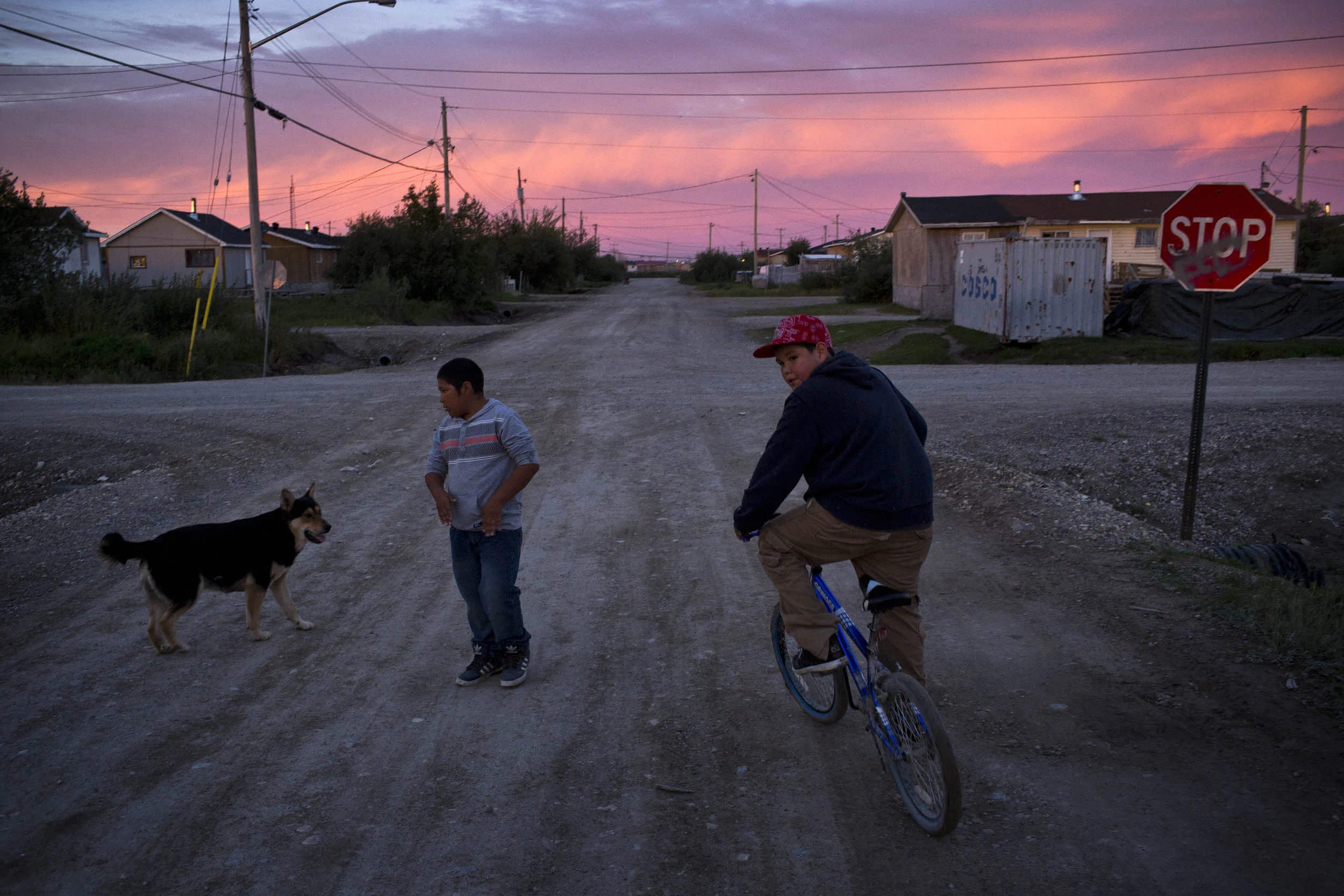 'People of the Parting Rocks' for The Pulitzer Centre on Crisis Reporting . Dusk in the Frist Nations community of Attawapiskat, Ontario.