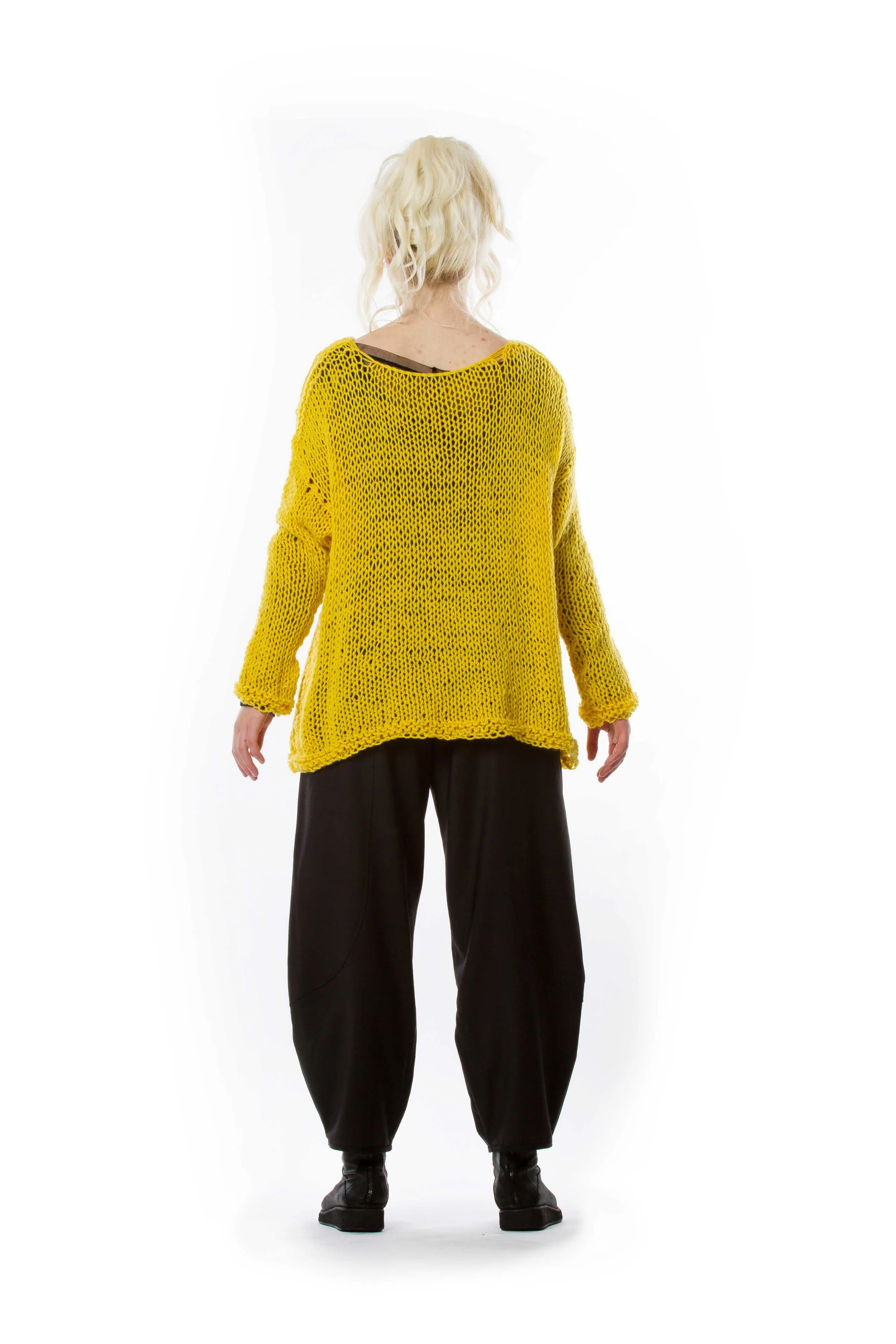 The Cupboard Diane Burkhardt Wool Sweater Canary Essential Singlet Silk Mesh Tee Harmonie Pant Back.jpg
