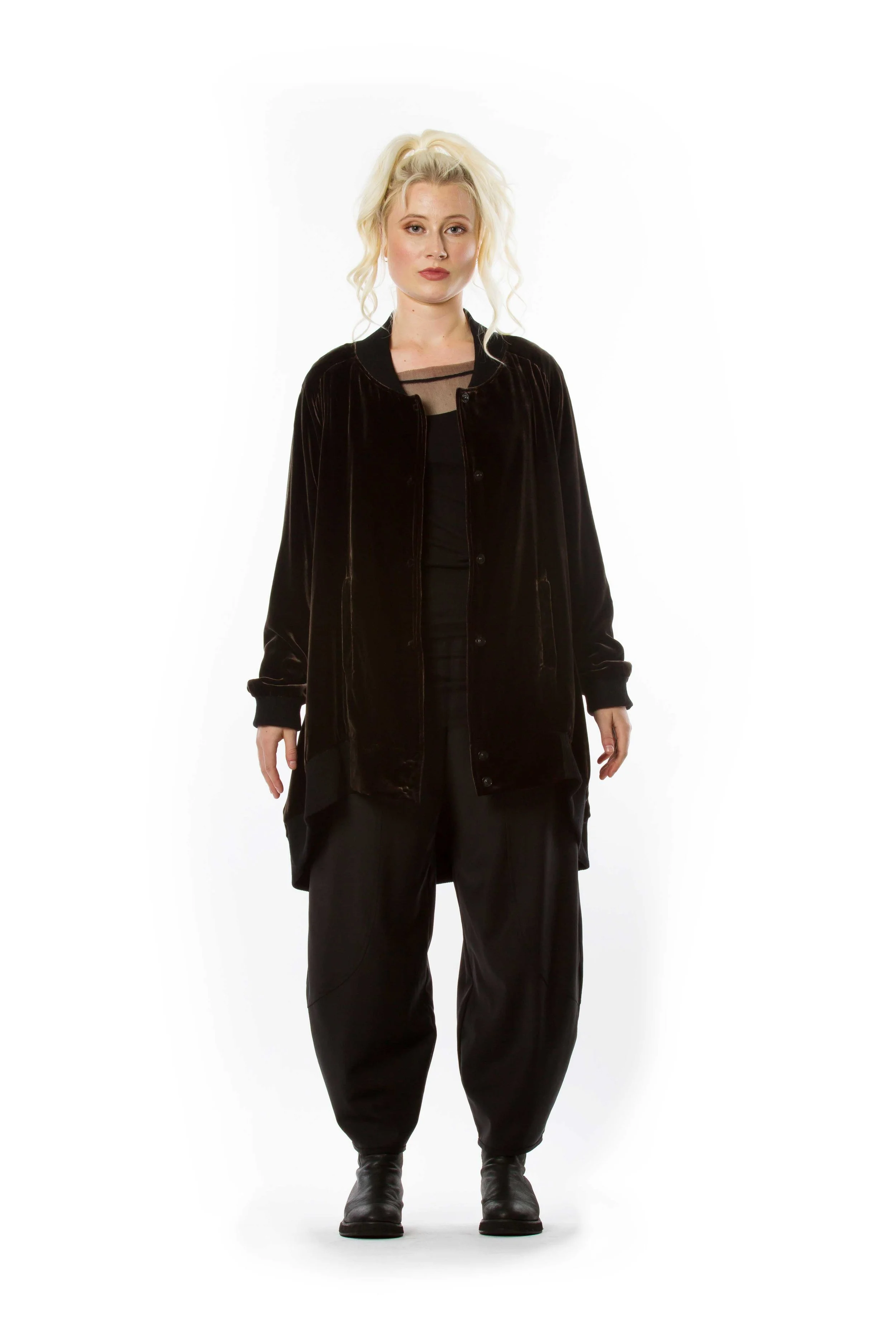 The Cupboard Diane Burkhardt Essential Singlet Essential Silk Mesh Muse Velvet Bomber Harmonie Pant Front Open.jpg