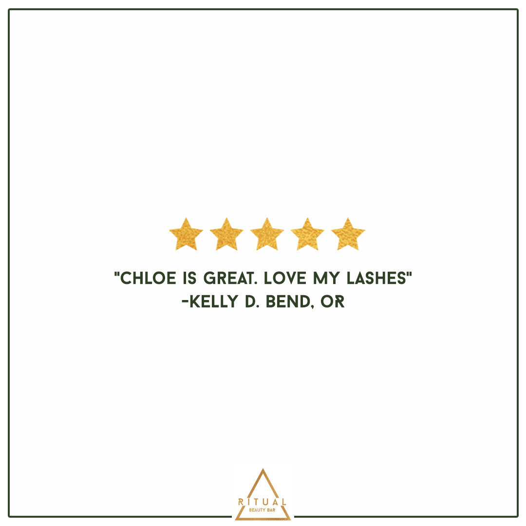 &bull; &quot;Chloe is great. love my lashes&quot; - Kelly D. ✨ Book your appointment online now! &bull; #RitualBeautyBar
.
.
.
.
.
.
.
 #inbend #localizebend #bendoregon #thebestofbend #centraloregon #bendlashes #oregonlashes #bendoregonsalon #bendey