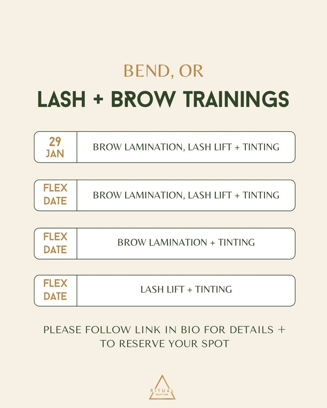 &bull; Are you looking to add new services to your menu? It&rsquo;s time to level up your business with a Lash Lift, Brow Lamination + Tinting training! 

All the courses offered consist of a unique curriculum designed to jumpstart your career as a l