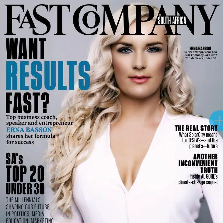 Erna Basson on the cover of Fast Company Magazine & named SA's top entrepreneur under30