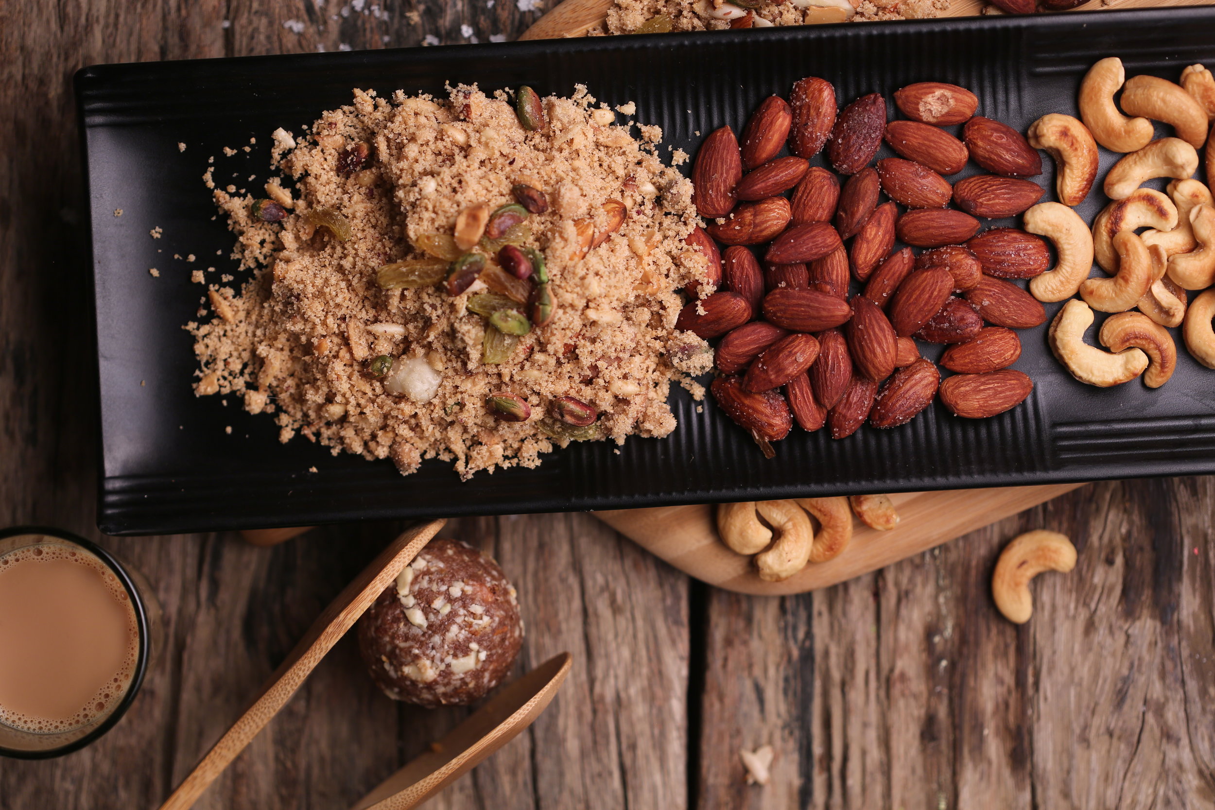 Dry fruits, Chocolate laddoo, Panjiri 