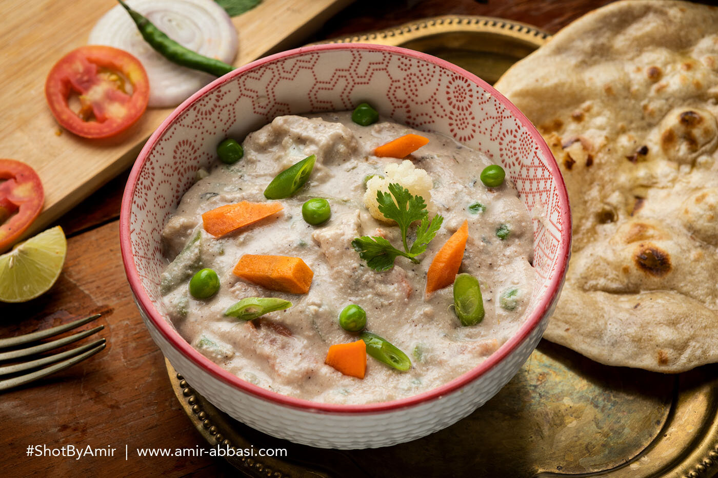 White vegetable korma food photographer