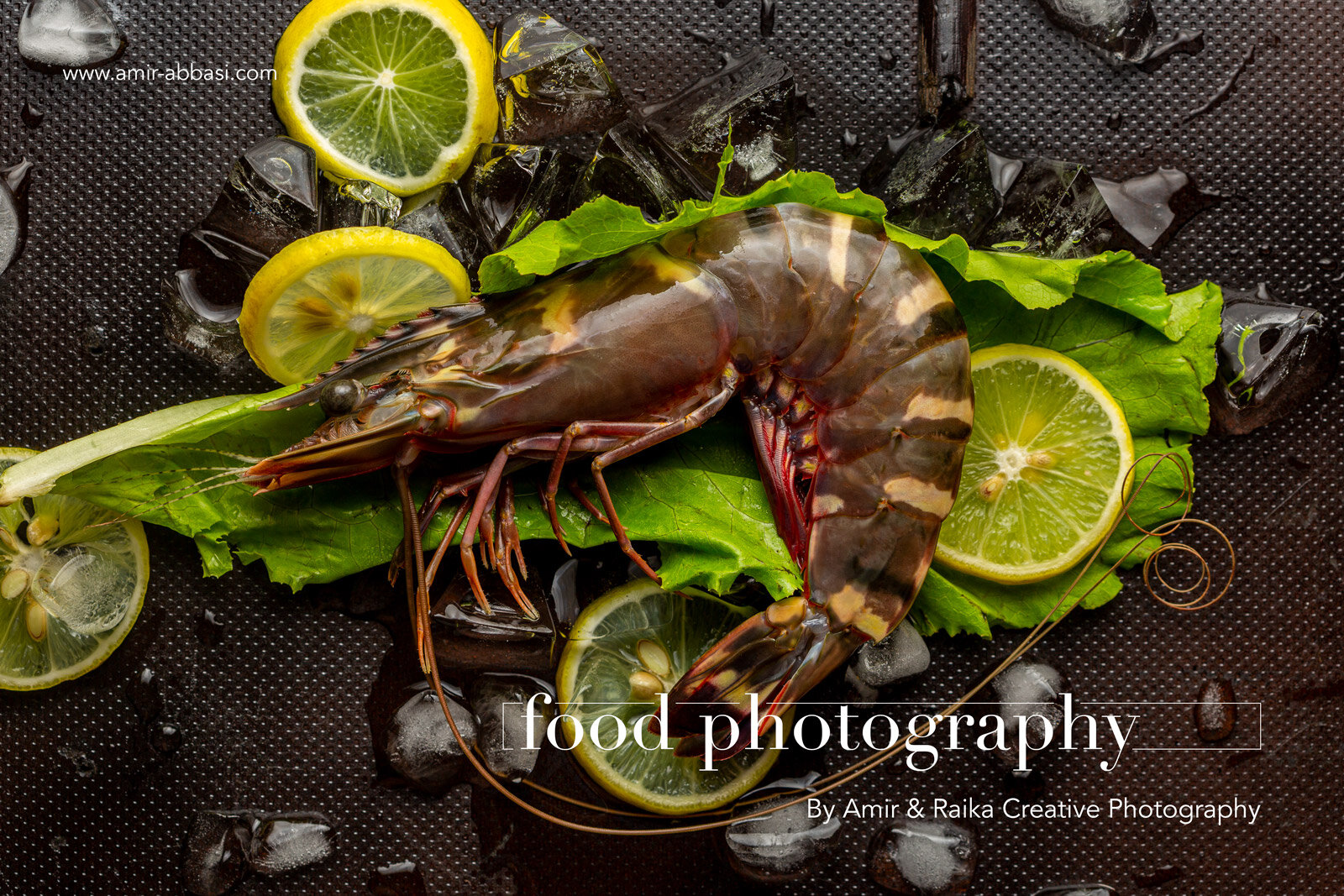 Fresh prawns food photography by Amir Abbasi