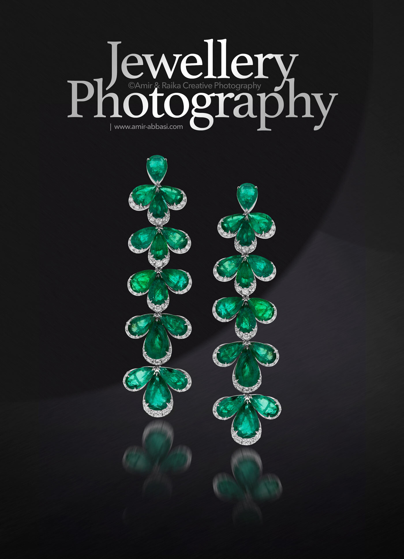 Emerald and Diamond Earrings Product Photography