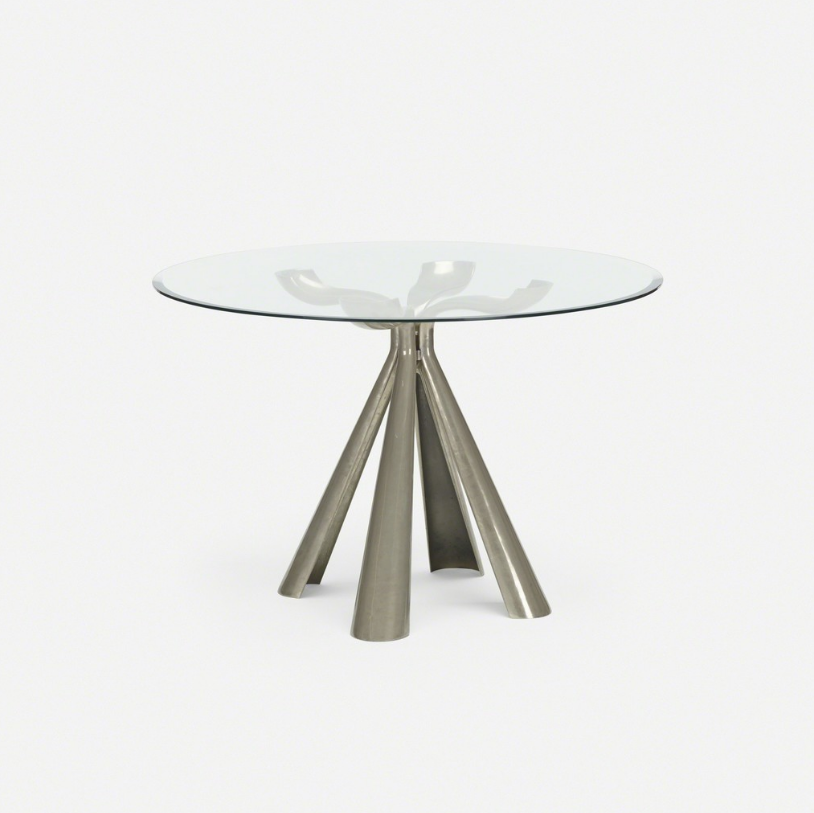 Vittorio Introini dining table, 1972 Cast aluminum, glass