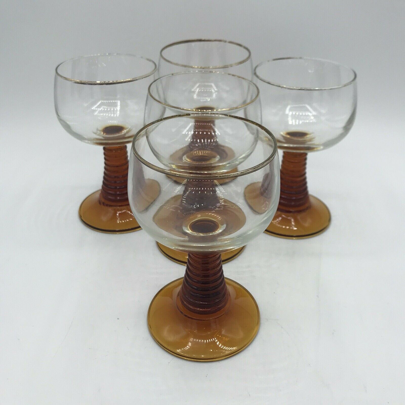 Amber Wine Glass with Ribbed Beehive Stem £22.59