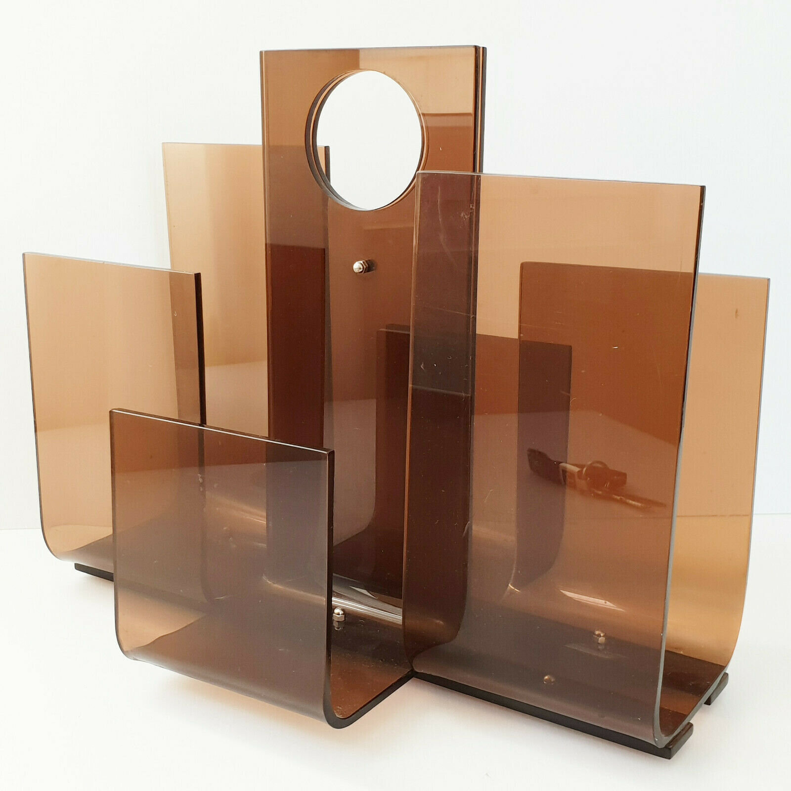 1960s Plexiglass magazine rack 