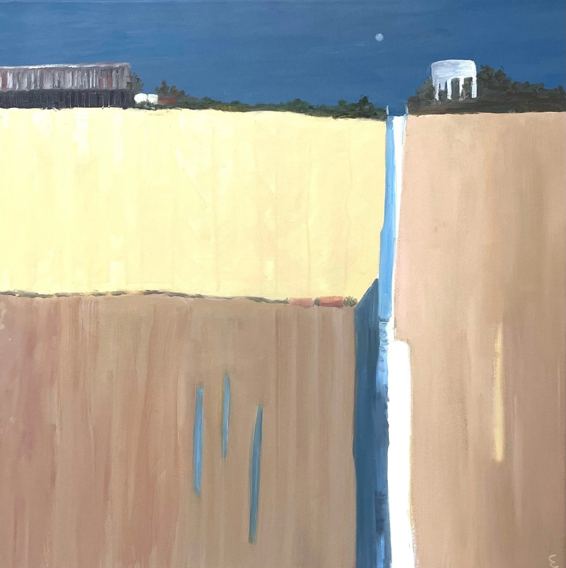 The water Tower and daytime moon