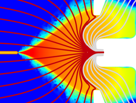 b) FIT's first SESI numerical method, and first electrode-less SESI configuration.