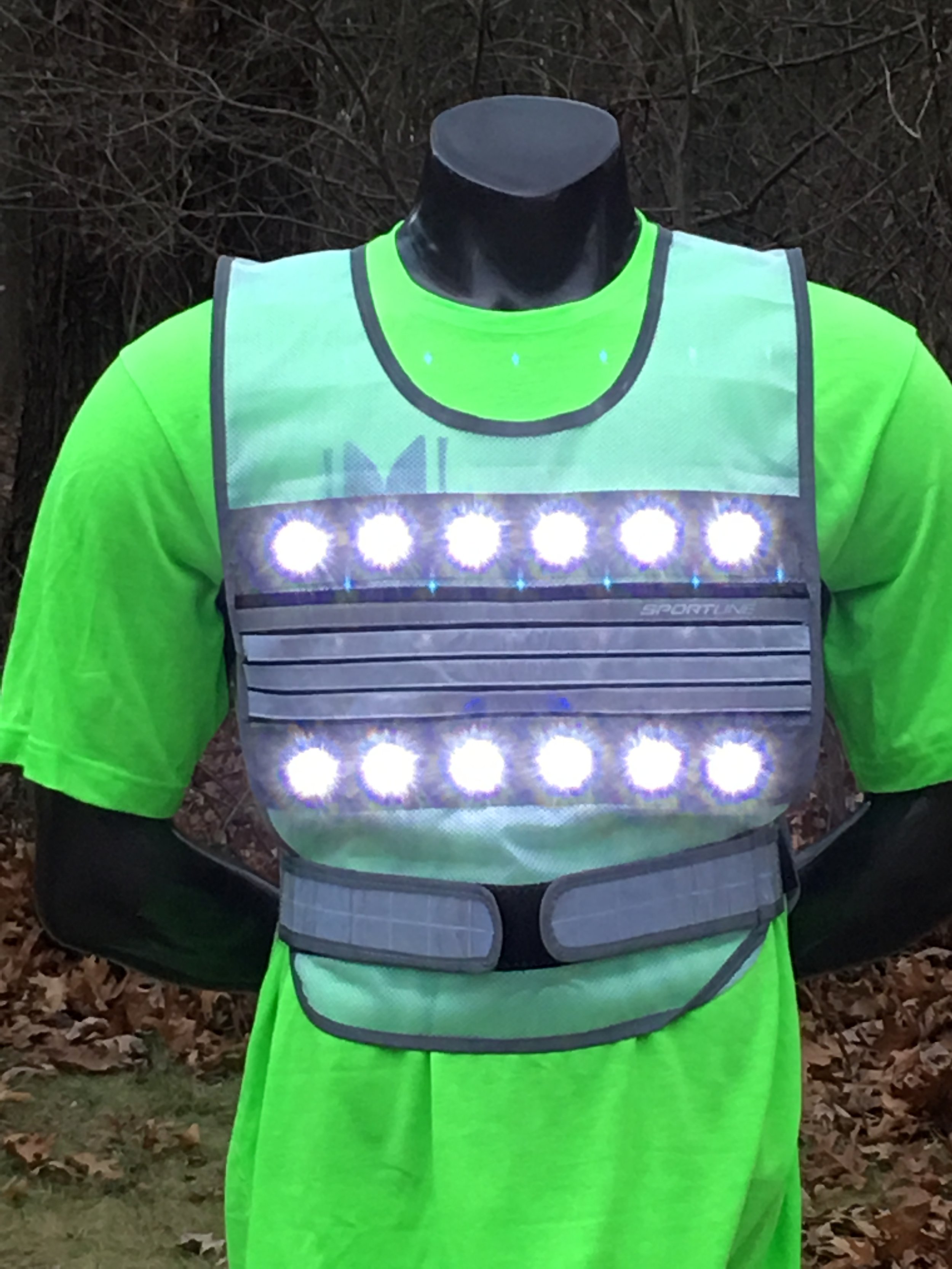 Light Up Safety Vest with Glowing Green Outline