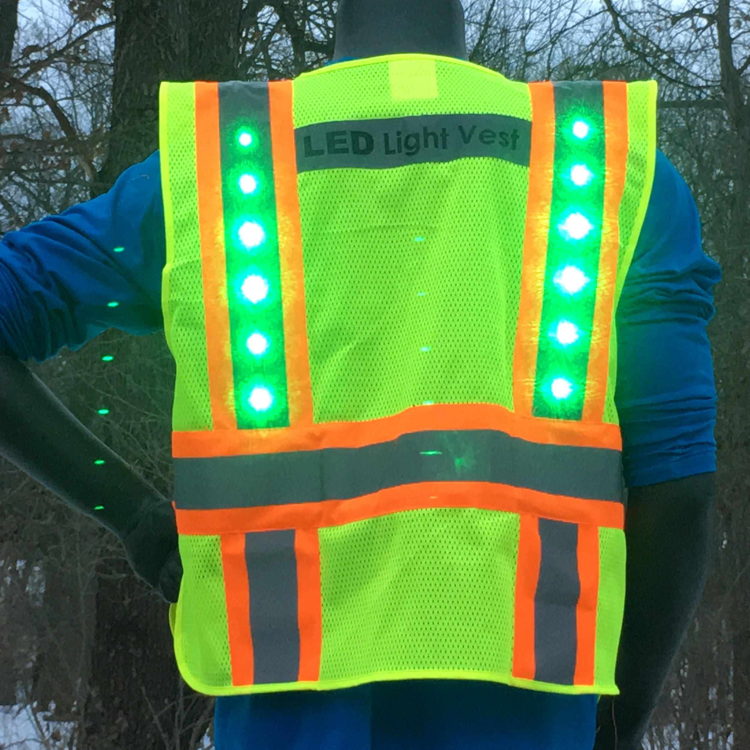 ANSI 2 Illuminated LED Safety Vest Fire Department Volunteer ID Panel Lime Green