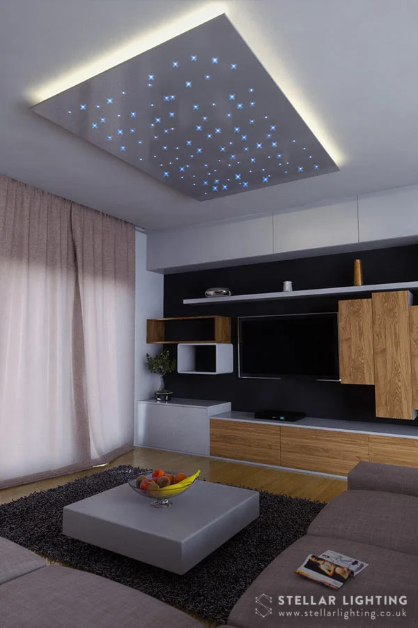 Fibre optic star ceiling - white rectangular