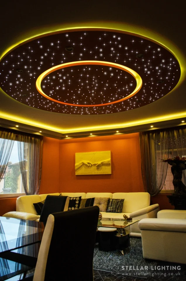 LED star ceiling - Solar disc - living room decorative lighting with yellow edge lighting